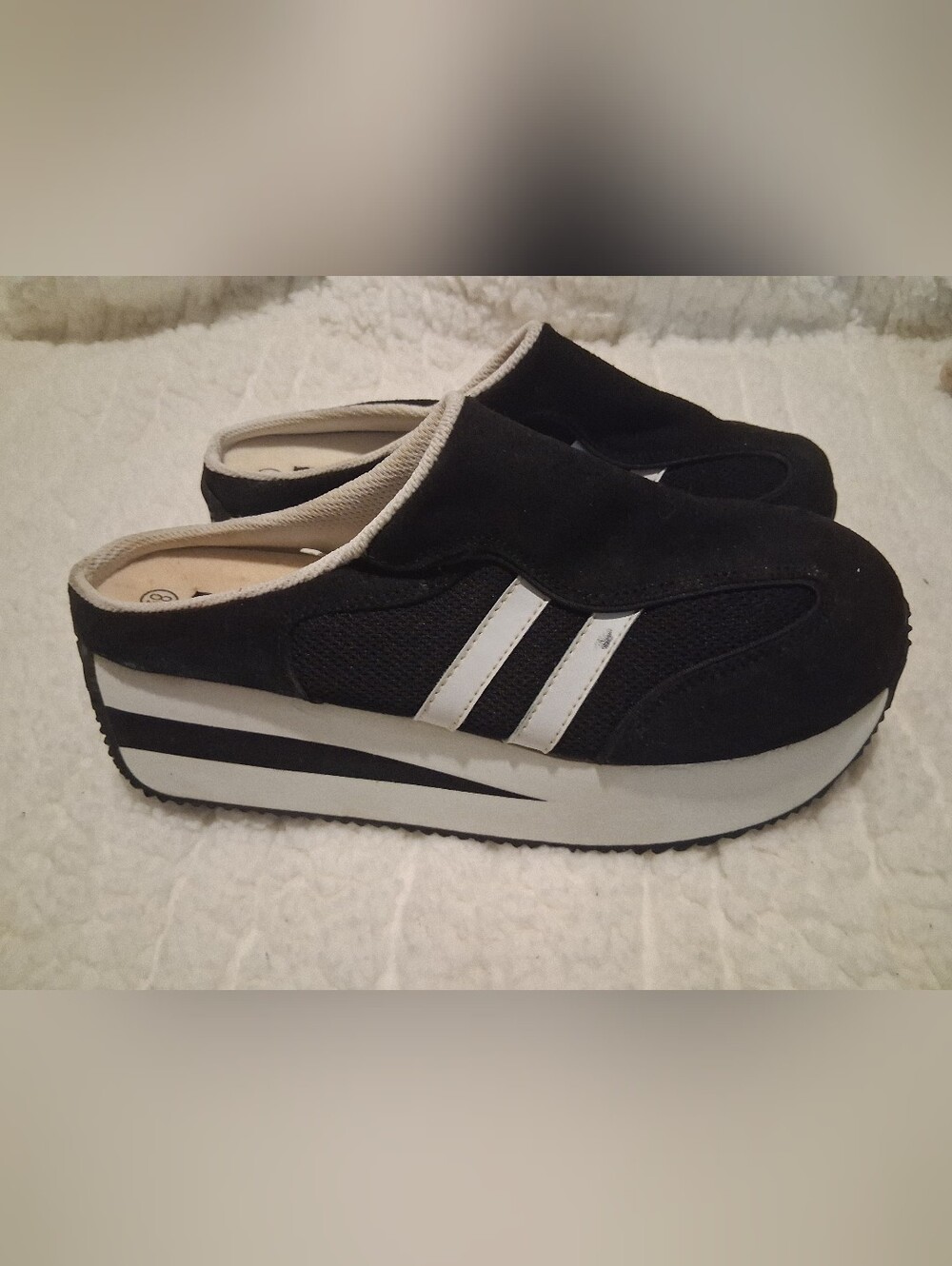 Joe Boxer Black and White Platform Slip-On Sneakers